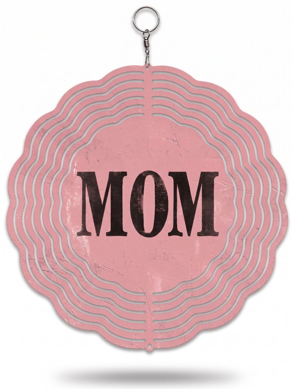 10" Bold MOM Tribute Kinetic Wind Spinner - Pink Metal Hanging Yard Decor